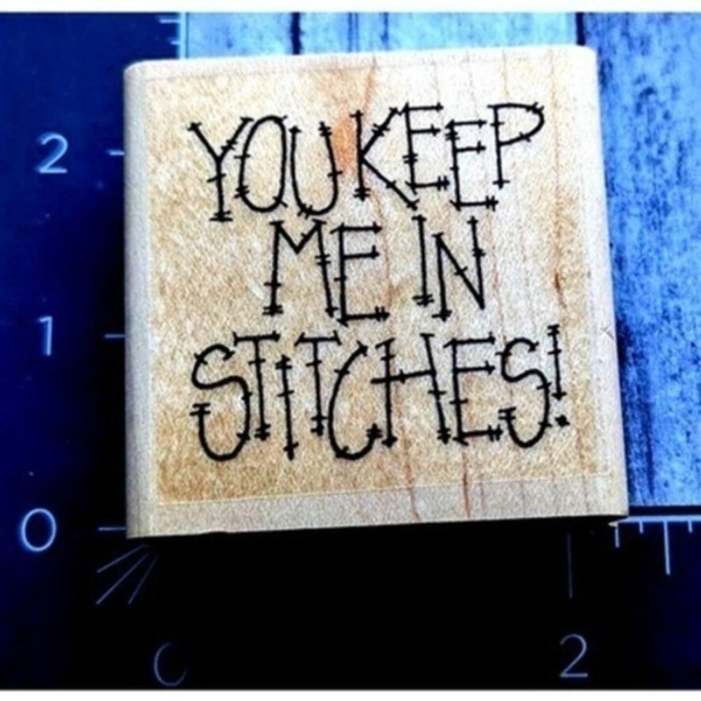 Stampin' Up! You Keep Me In Stitches Print Rubber Stamp Wood #H87